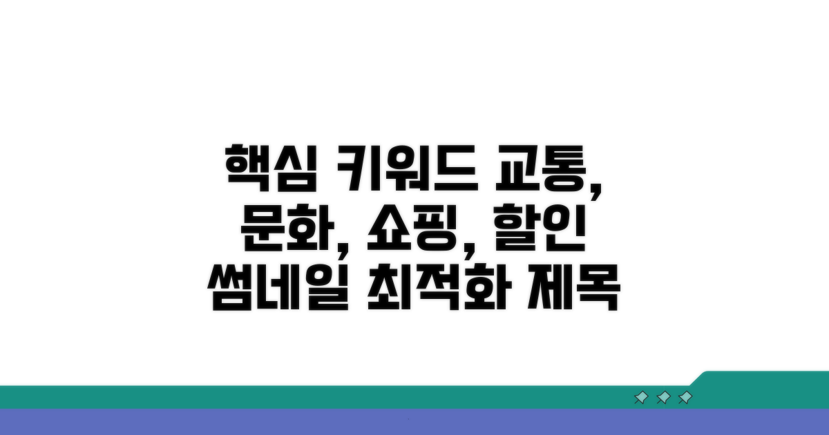 교통, 문화, 쇼핑 할인 총정리