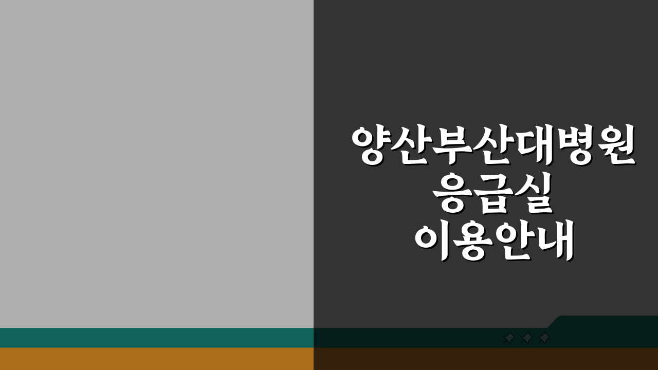 양산부산대병원 응급실 이용안내: 진료절차, 준비물, 대기 꿀팁