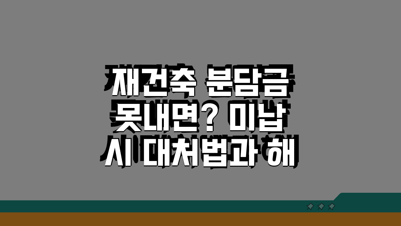 재건축 분담금 못내면? 미납 시 대처법과 해결 방안 5가지