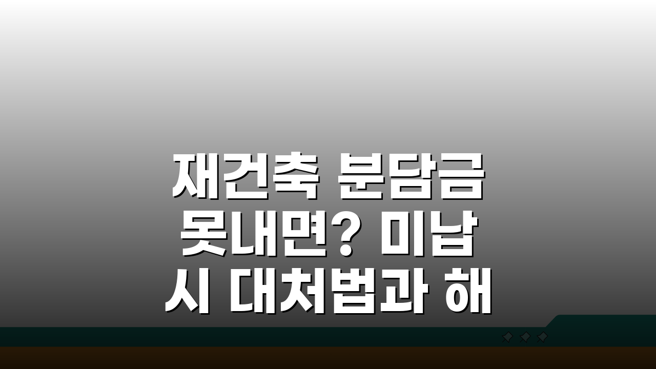 재건축 분담금 못내면? 미납 시 대처법과 해결 방안 5가지