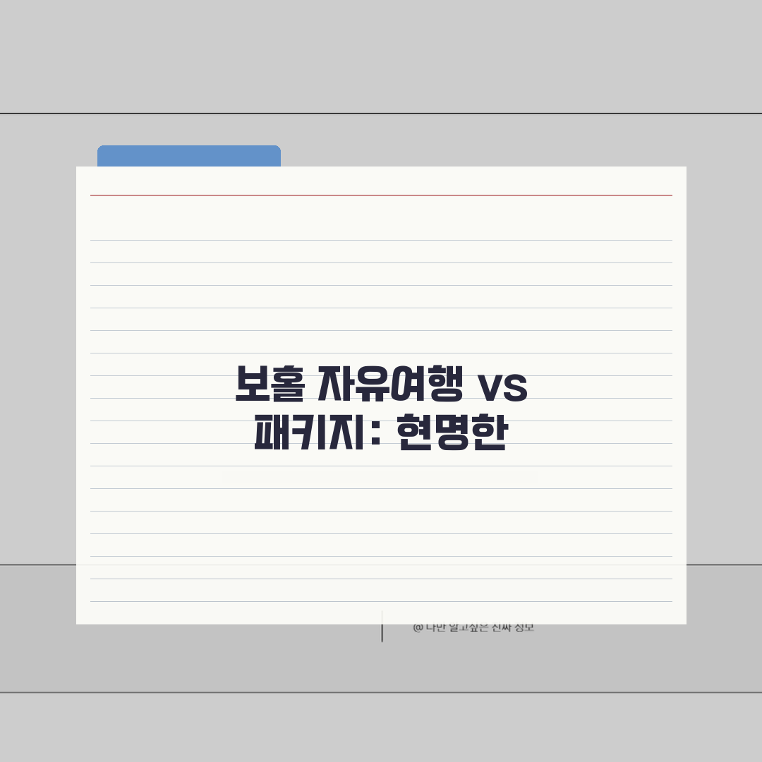 보홀 자유여행 vs 패키지 예산차이와 장단점 분석 꿀팁 공유할게요!