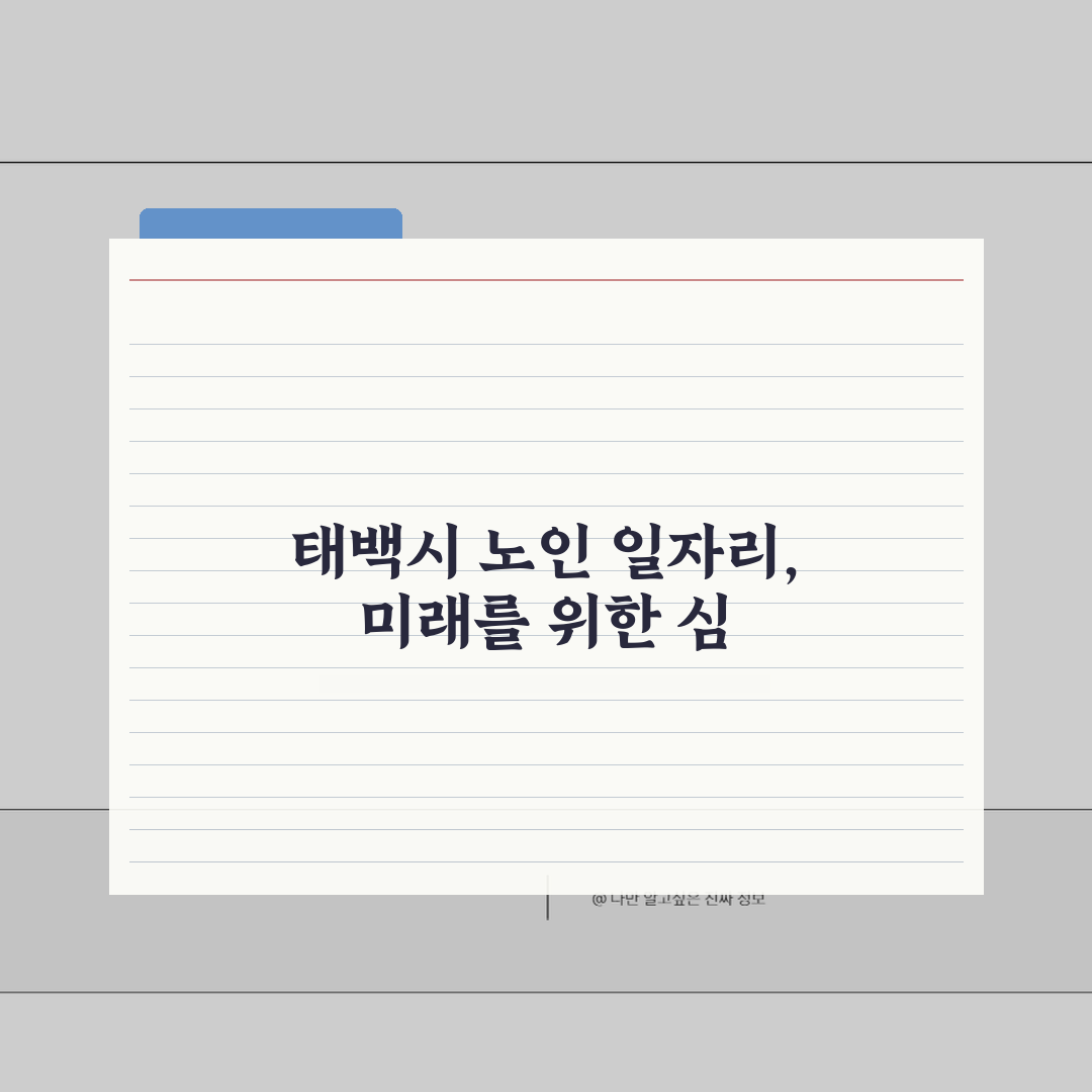태백시 노인 일자리 | 중장년 취업, 시니어 알바, 공공근로, 종합복지관 A to Z: 7